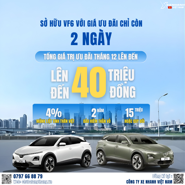48 giờ cuối ưu đãi VinFast VF6 – Giảm lớn, tặng bảo hiểm, chốt xe ngay
