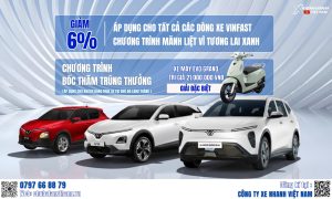 Chốt Xe VinFast Nhận Ngay Ưu Đãi Giảm 6% Cực Khủng