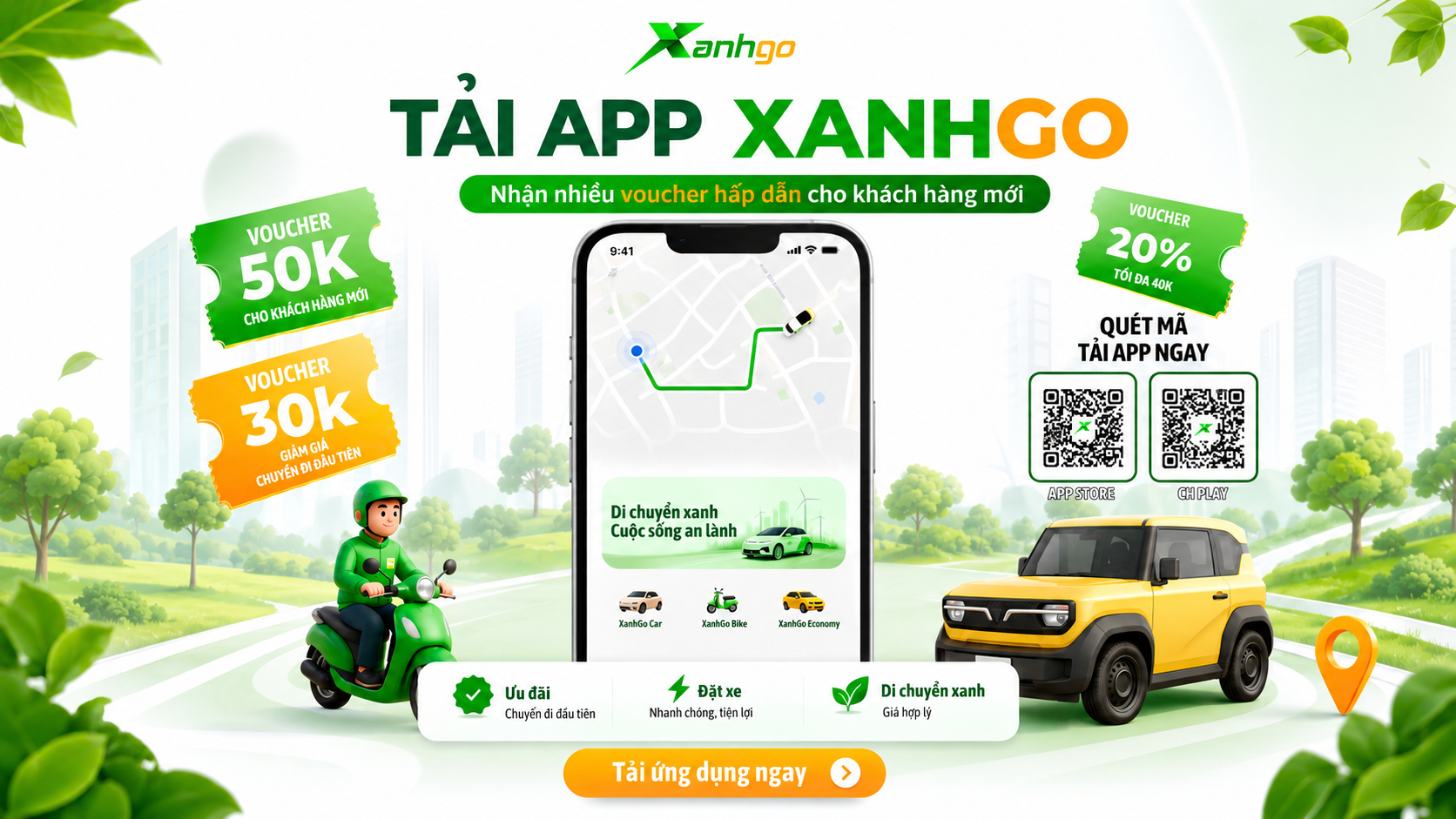 💥 🎁 TẢI APP XANHGO – NHẬN MƯA VOUCHER KHỦNG CHO BẠN MỚI!