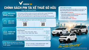Chính sách pin tài xế thuê sở hữu Green SM – Cập nhật mới nhất 20/04/2026
