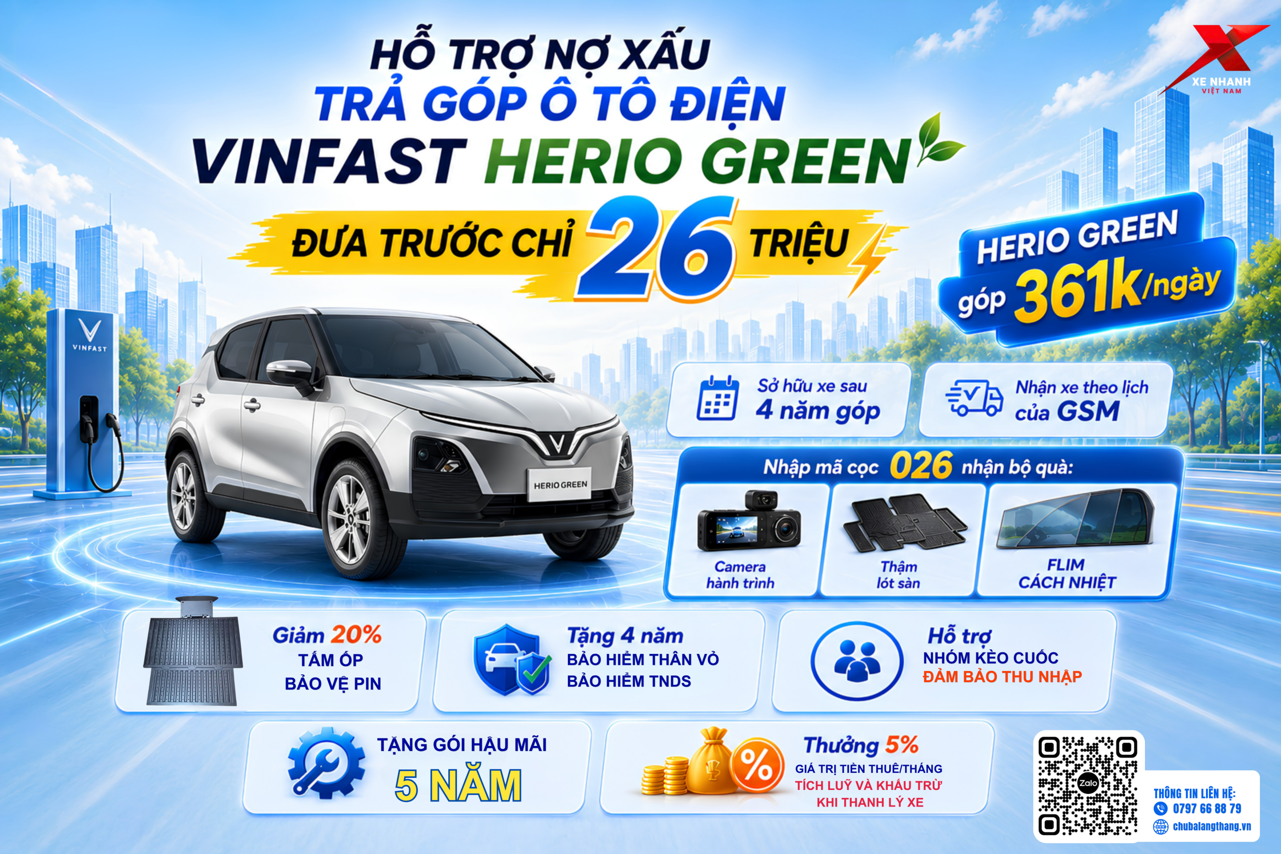 VinFast Herio Green trả trước chỉ 26 triệu – Cơ hội sở hữu xe điện, nhận xe theo lịch GSM