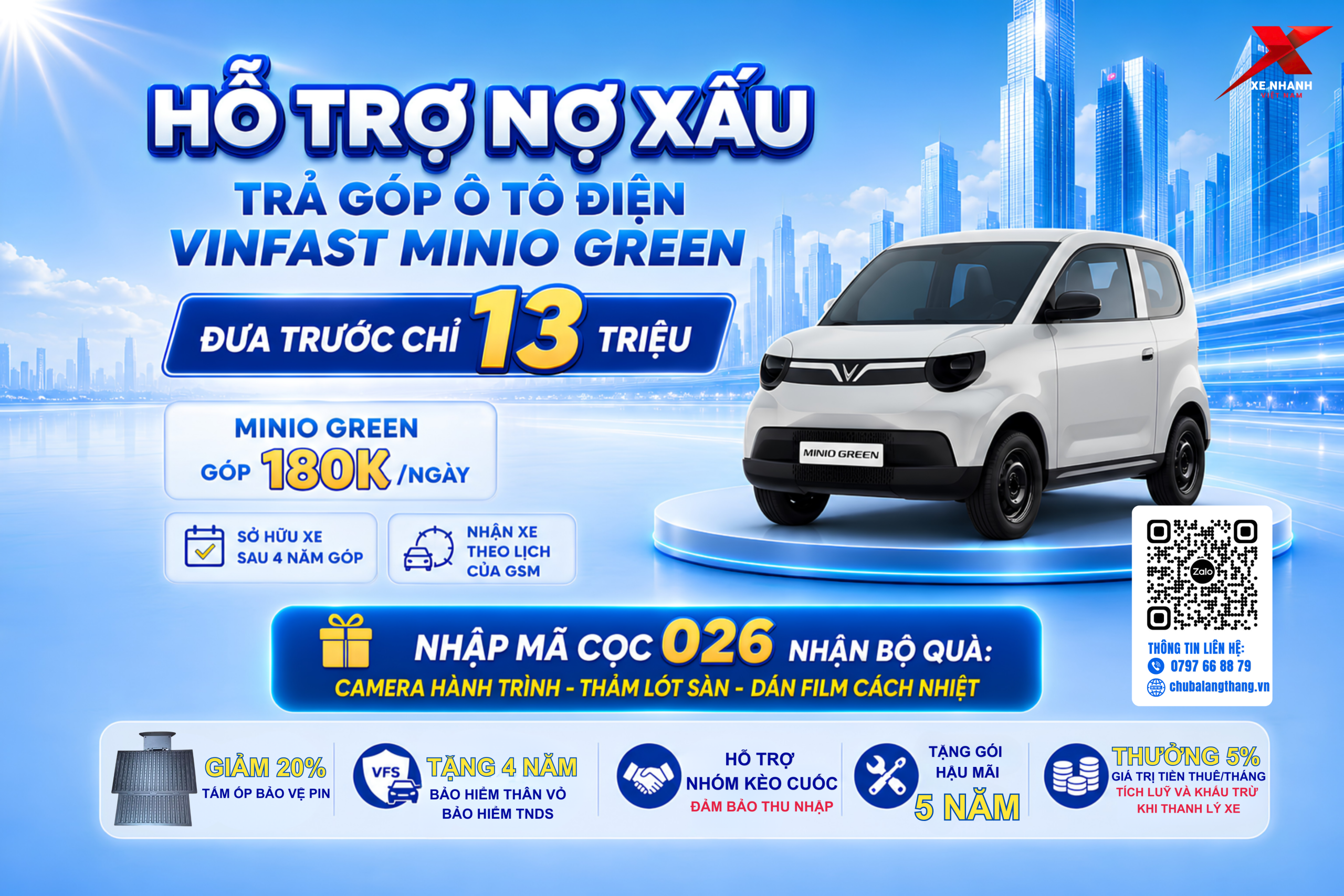VINFAST MINIO GREEN CHỈ TỪ 13 TRIỆU – GIẢI PHÁP SỞ HỮU Ô TÔ ĐIỆN TRẢ GÓP TẠI XE NHANH VIỆT NAM