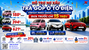 Trả Góp Ô Tô Điện VinFast – Đưa Trước Chỉ Từ 15 Triệu, Nhận Xe Theo Lịch GSM