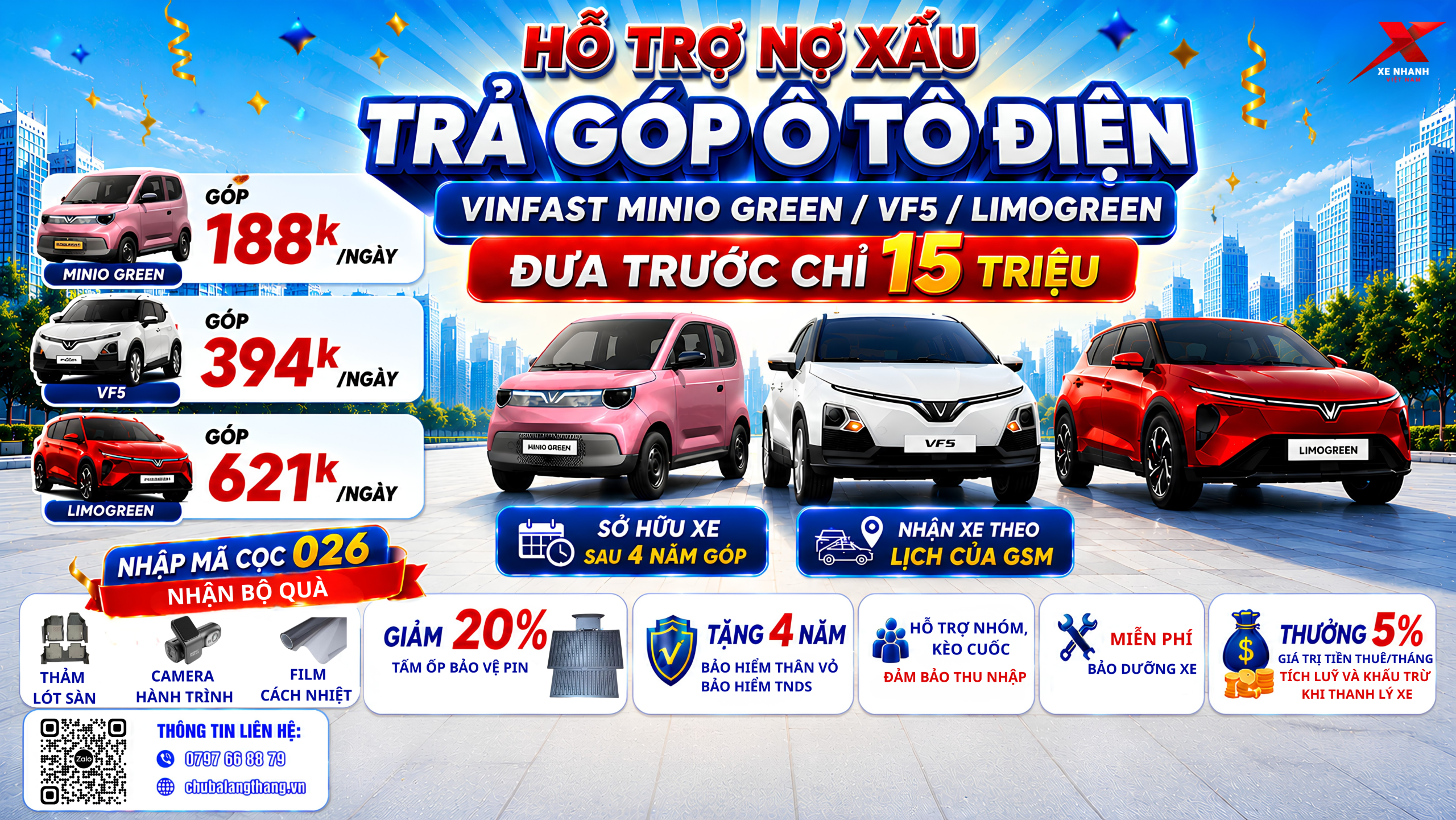 Trả Góp Ô Tô Điện VinFast – Đưa Trước Chỉ Từ 15 Triệu, Nhận Xe Theo Lịch GSM